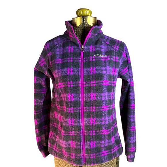 Columbia Other - Columbia Youth Purple Plaid Full-Zip Fleece Jacket Size L